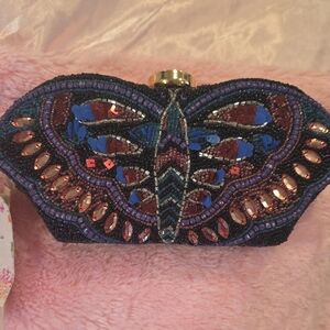 Elegant Butterfly Beaded Clutch